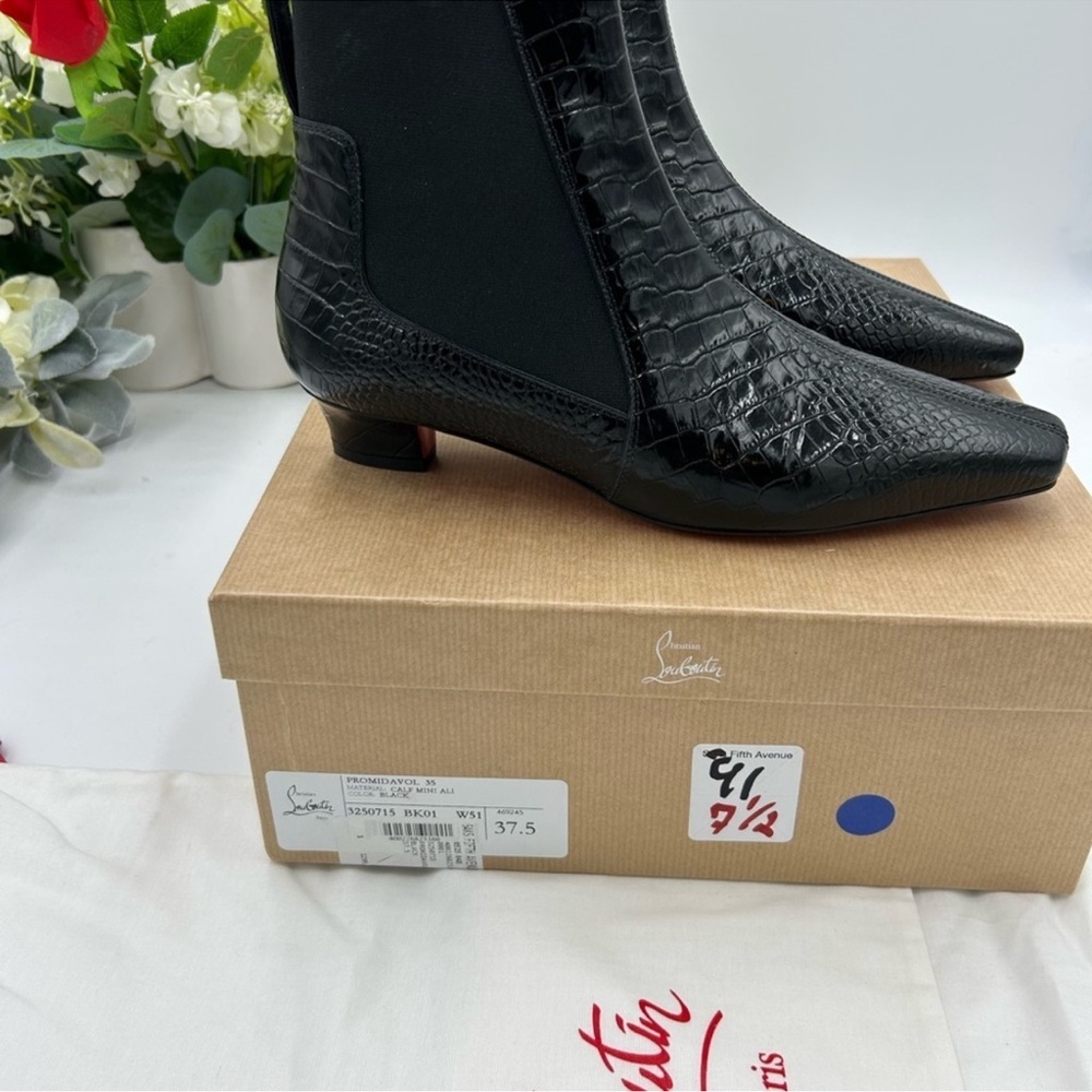 Women’s Christian Louboutin PROMIDAVOL 35 croc effect leather Chelsea boots 37.5 - Picture 5 of 12